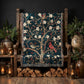 Cozy Songbird Blossom Woven Blanket | Cottage Bird & Floral Throw