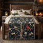 Cozy Songbird Blossom Woven Blanket | Cottage Bird & Floral Throw