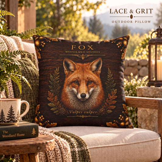 Fox Outdoor Pillow | Woodland Patio Decor | Lace & Grit