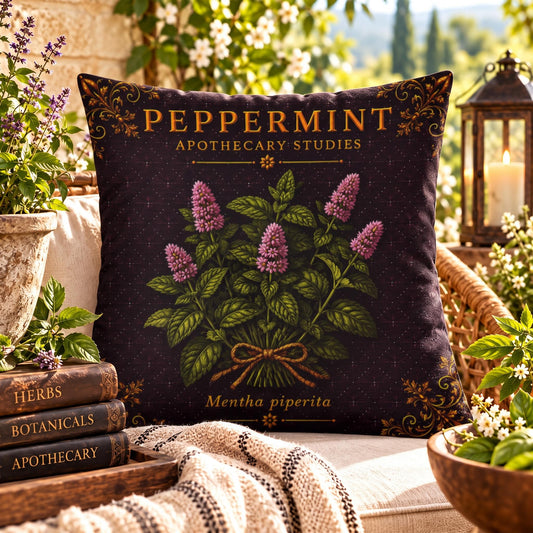 Peppermint Outdoor Pillow | Apothecary Patio Decor | Lace & Grit