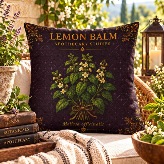 Lemon Balm Outdoor Pillow | Apothecary Patio Decor | Lace & Grit