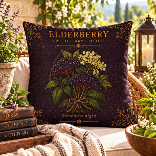 Elderberry Outdoor Pillow | Apothecary Patio Decor | Lace & Grit