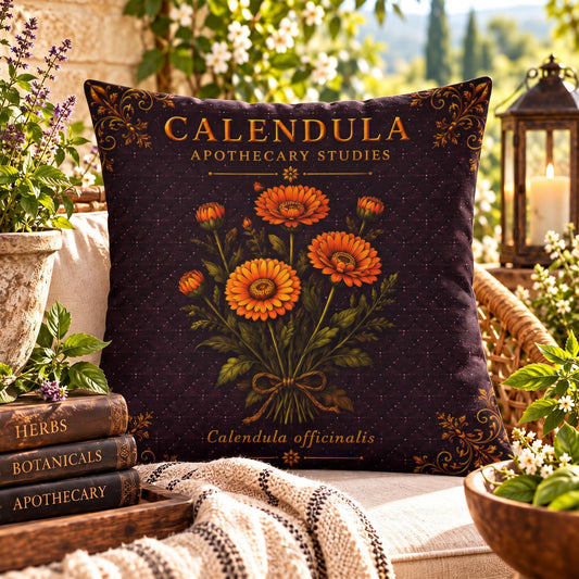 Calendula Outdoor Pillow | Apothecary Patio Decor | Lace & Grit