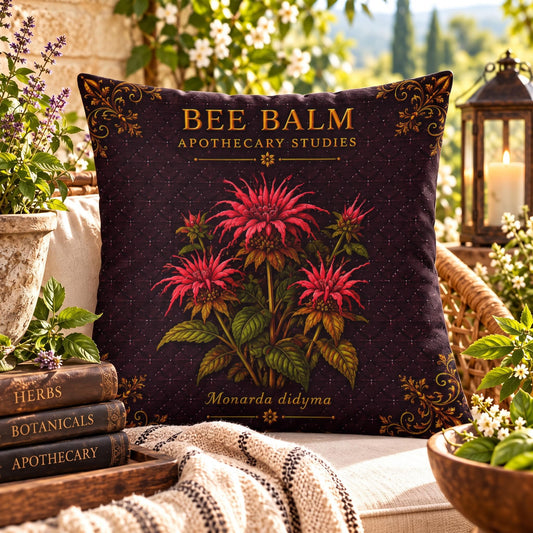 Bee Balm Outdoor Pillow | Apothecary Patio Decor | Lace & Grit