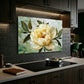 Peony Metal Kitchen Backsplash Panel, Stained Glass Inspired Wall Art