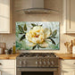 Peony Metal Kitchen Backsplash Panel, Stained Glass Inspired Wall Art