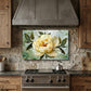 Peony Metal Kitchen Backsplash Panel, Stained Glass Inspired Wall Art