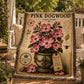 Pink Dogwood Woven Throw Blanket, Botanical Garden Decor, Cotton Tapestry Throw, English Cottage Floral Gift
