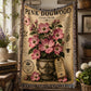 Pink Dogwood Woven Throw Blanket, Botanical Garden Decor, Cotton Tapestry Throw, English Cottage Floral Gift