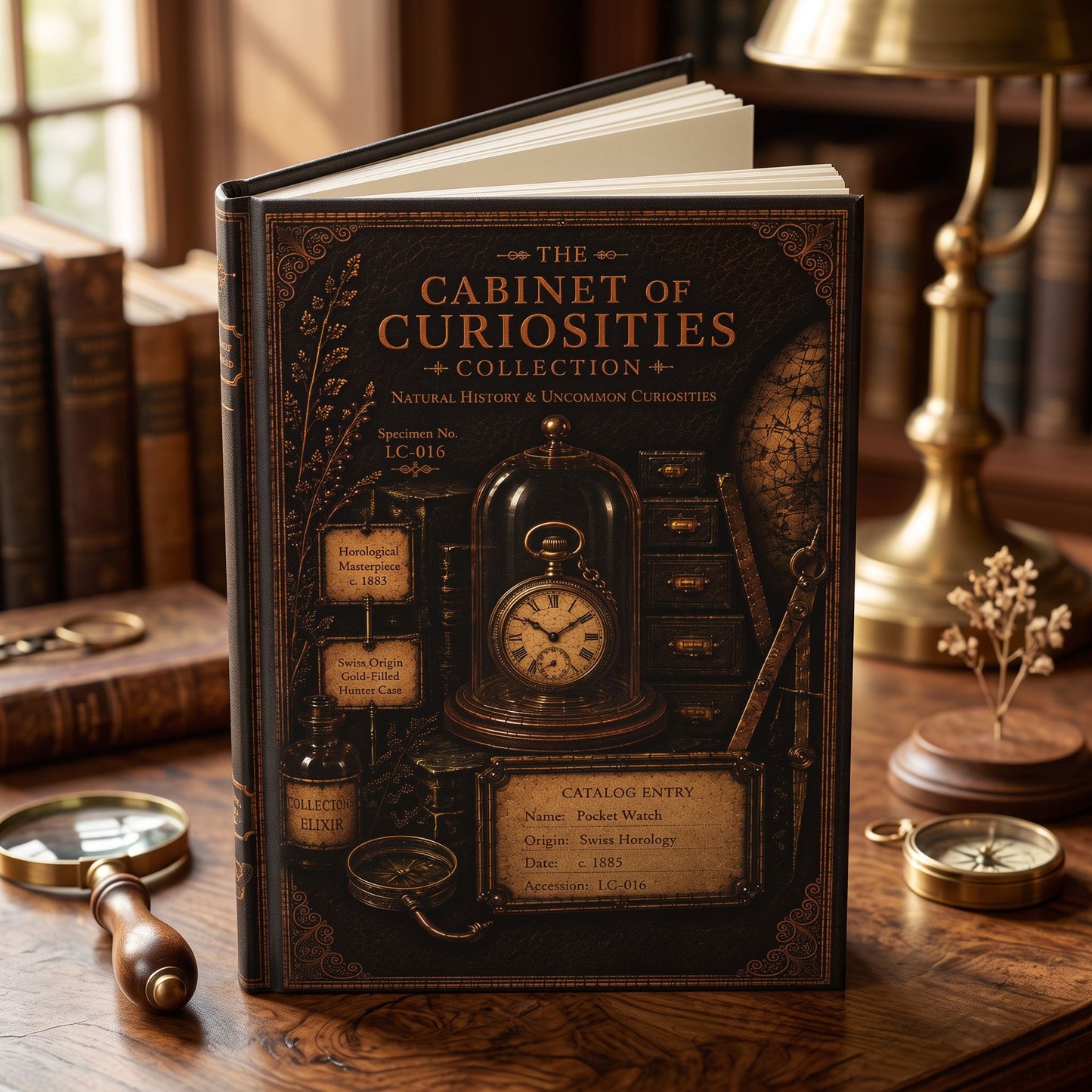 Pocket Watch Journal, Personalized Cabinet of Curiosities Hardcover Notebook, Victorian Gift