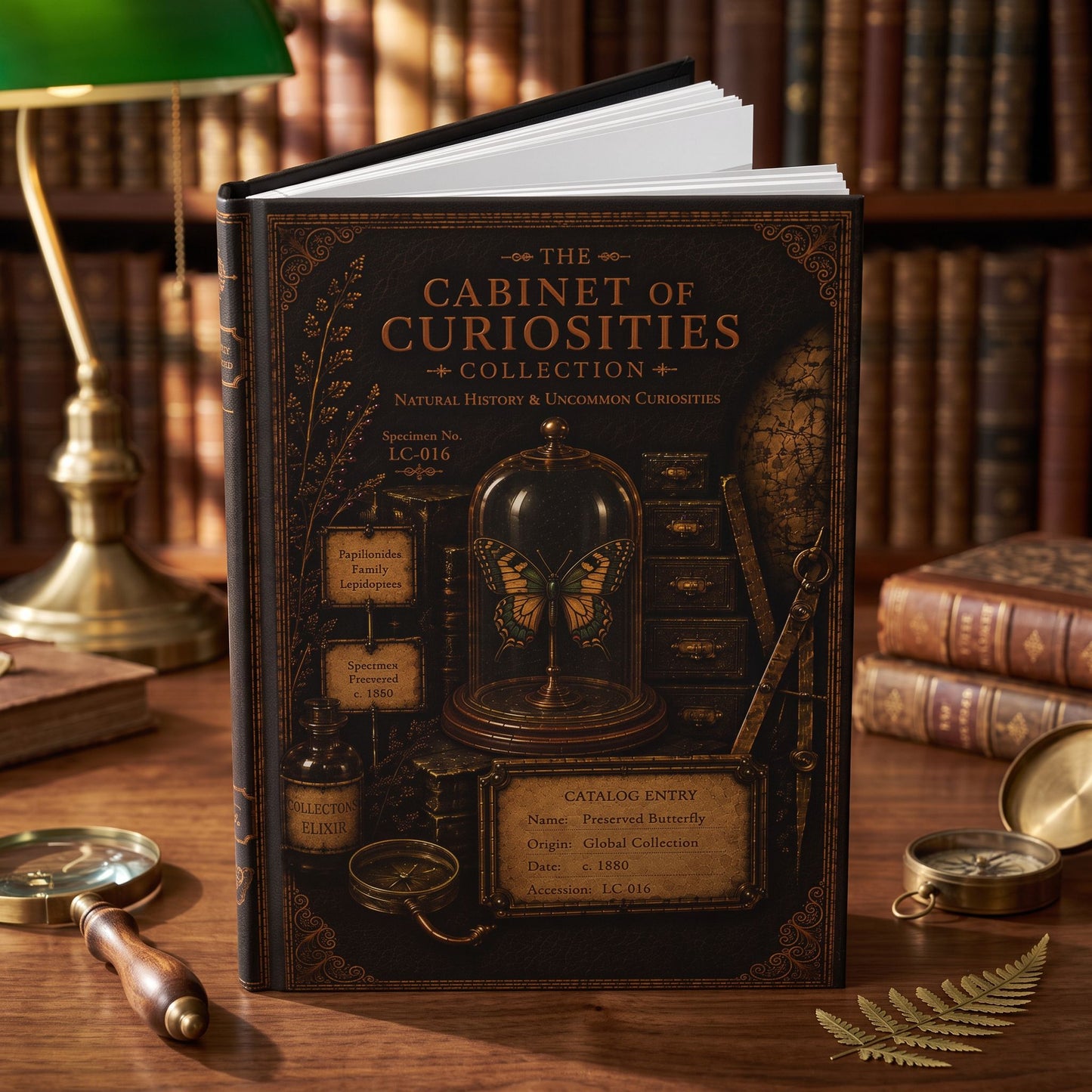 Preserved Butterfly Journal, Personalized Cabinet of Curiosities Hardcover Notebook, Nature Lover Gift