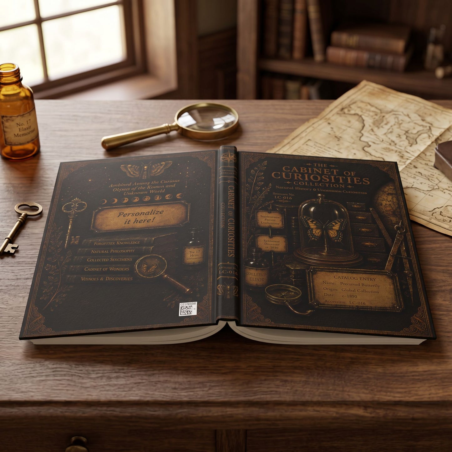 Preserved Butterfly Journal, Personalized Cabinet of Curiosities Hardcover Notebook, Nature Lover Gift