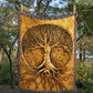 Embossed Tree of Life Blanket – Golden Woven Throw | Symbolic Boho Decor by Lace & Grit