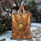 Embossed Sunburst Blanket – Golden Woven Throw | Radiant Boho Decor by Lace & Grit