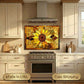 Sunflower Metal Kitchen Backsplash Panel, Stained Glass Inspired Wall Art