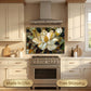 Magnolia Metal Kitchen Backsplash Panel, Stained Glass Inspired Wall Art