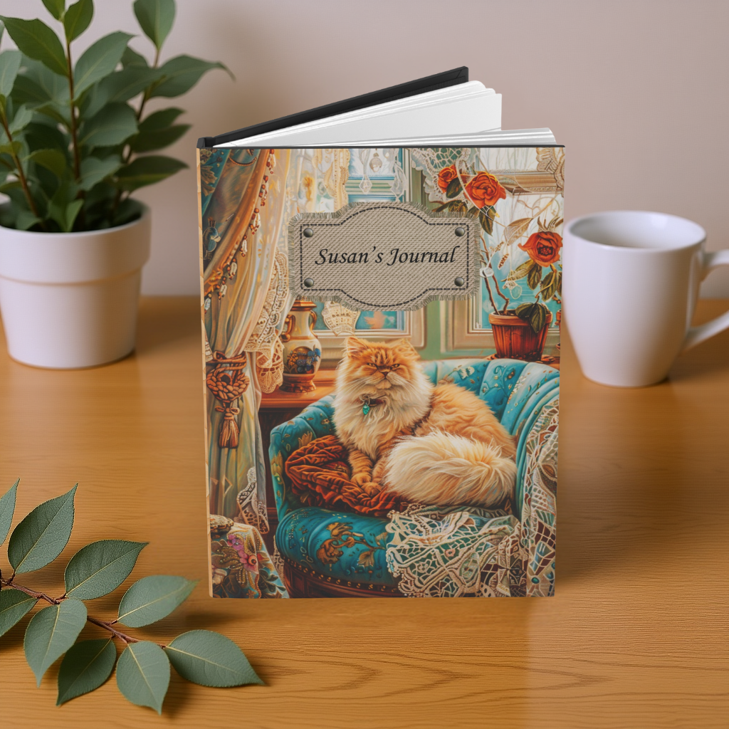 Quilted-Look Persian Cat – Hardcover Journal