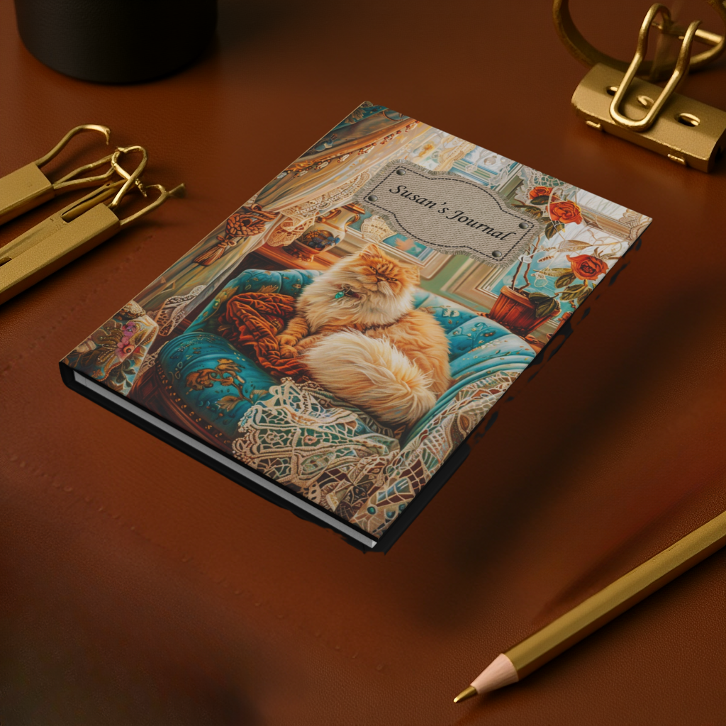 Quilted-Look Persian Cat – Hardcover Journal