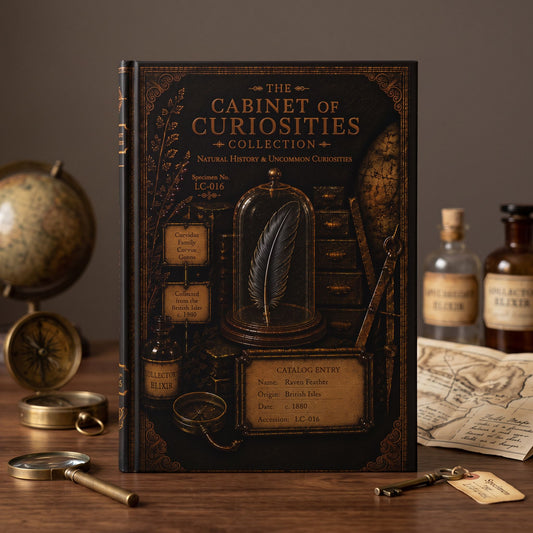 Raven Feather Journal, Personalized Cabinet of Curiosities Hardcover Notebook, Dark Academia Gift
