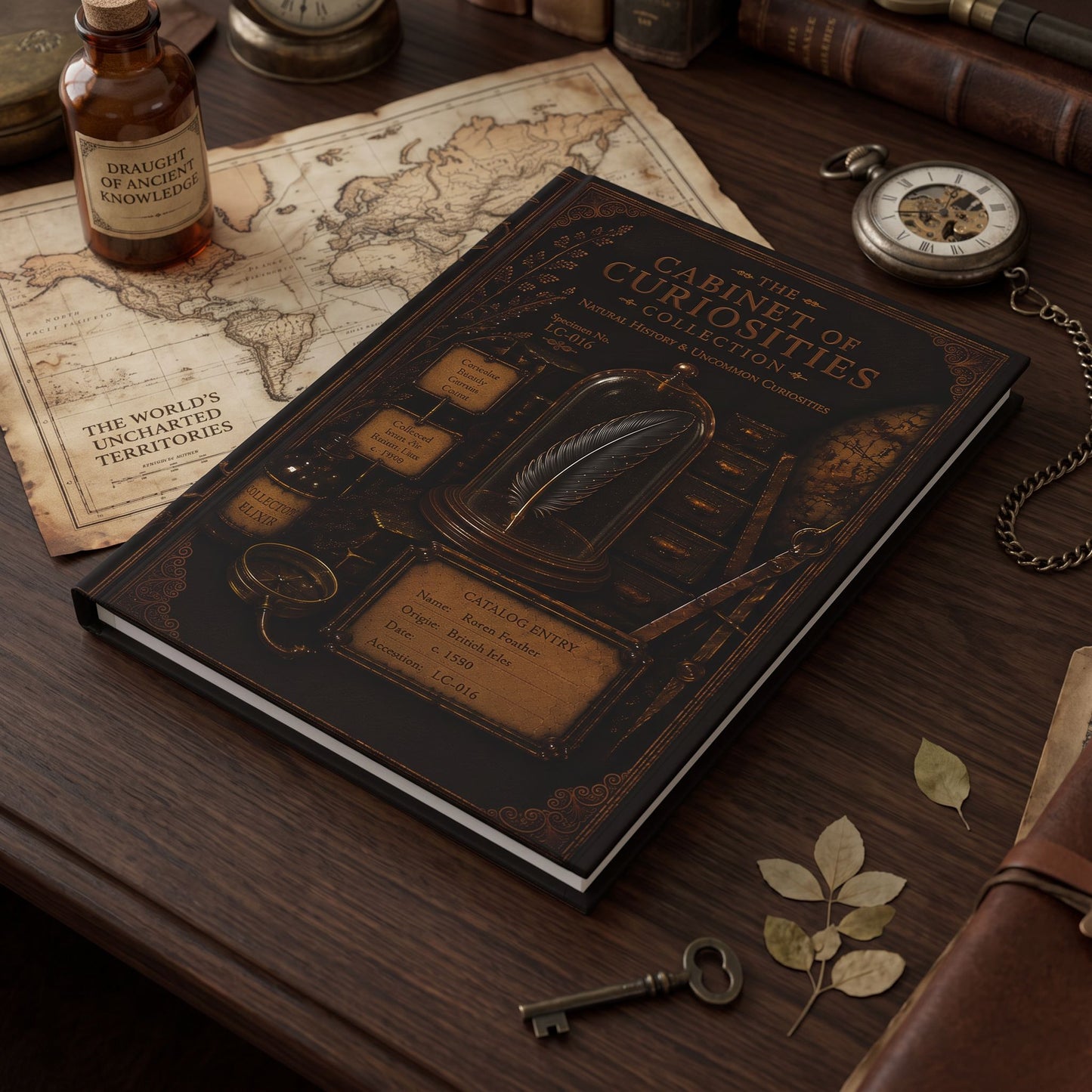 Raven Feather Journal, Personalized Cabinet of Curiosities Hardcover Notebook, Dark Academia Gift