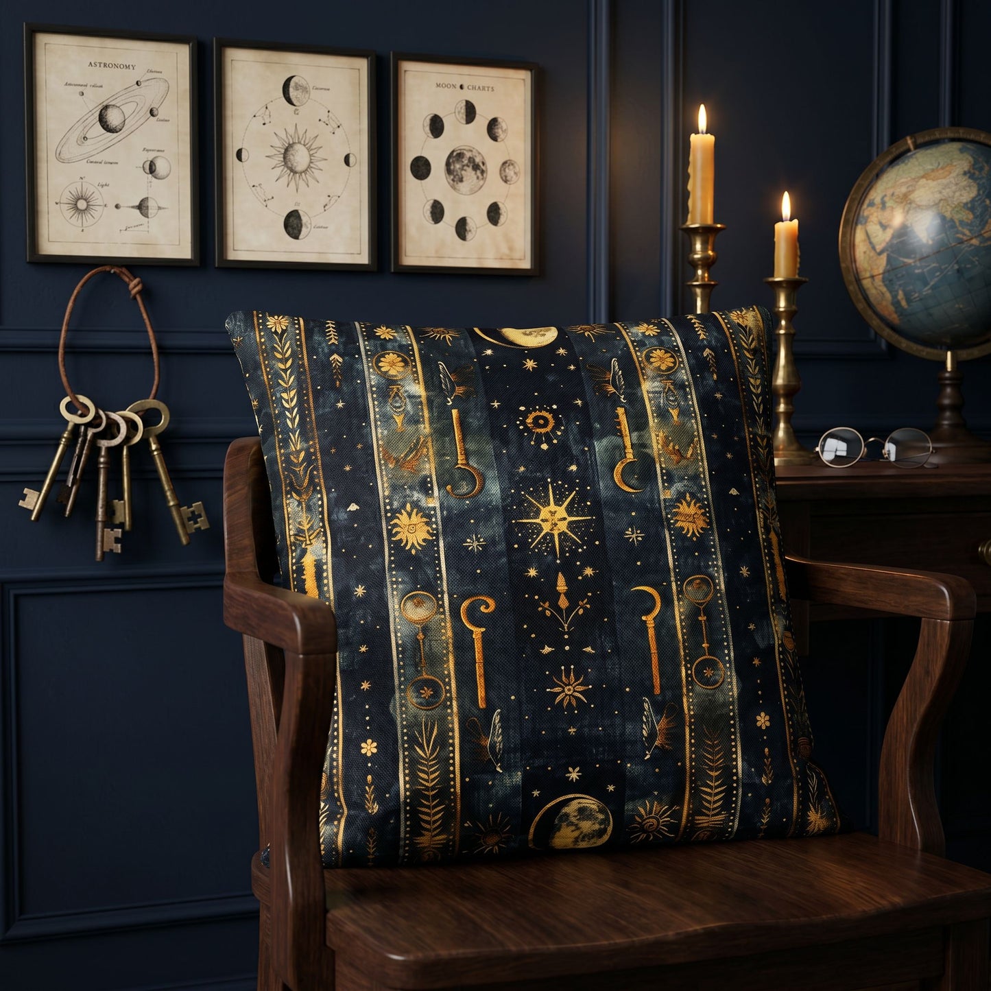 Celestial Raven Lore Pillow | Dark Academia Gothic Library Decor
