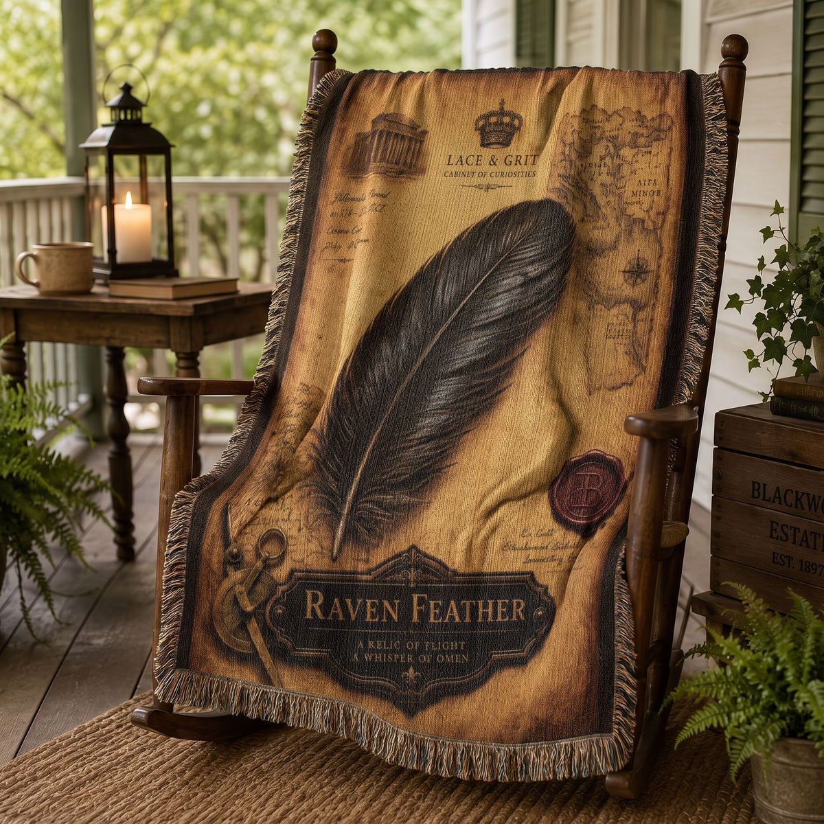 Raven Study Woven Throw Blanket | Cabinet of Curiosities Decor | Cotton Tapestry | Gothic Nature Gift