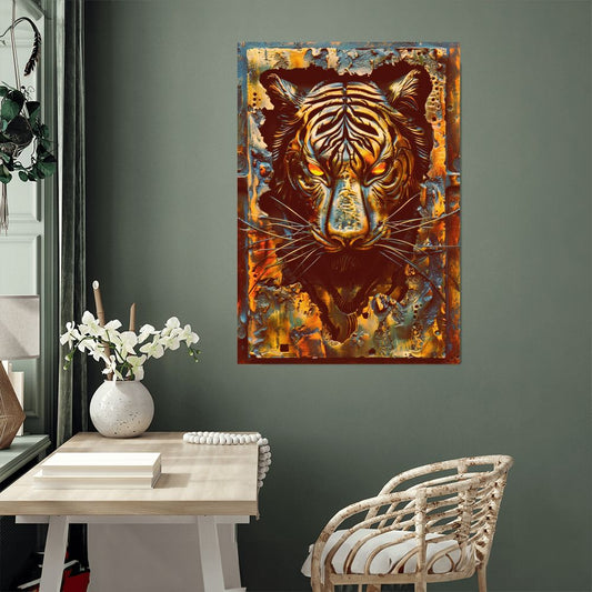 Rhaegor | Tiger Metal Wall Art – High Gloss Print with Embossed-Style Detail (Not 3D)
