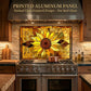 Sunflower Metal Kitchen Backsplash Panel, Stained Glass Inspired Wall Art
