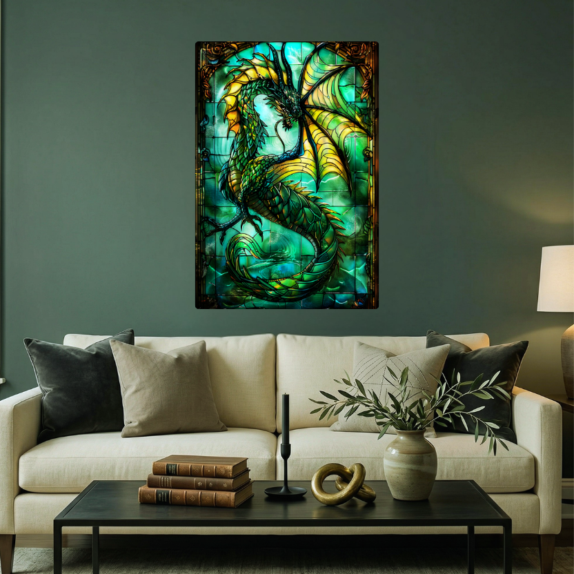 Sea Dragon – Stained Glass Style Metal Wall Art