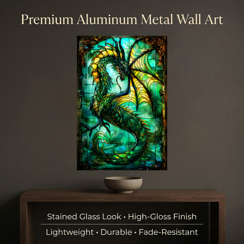 Sea Dragon – Stained Glass Style Metal Wall Art