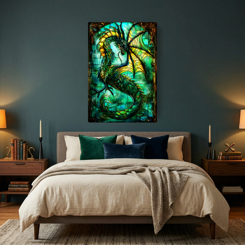 Sea Dragon – Stained Glass Style Metal Wall Art