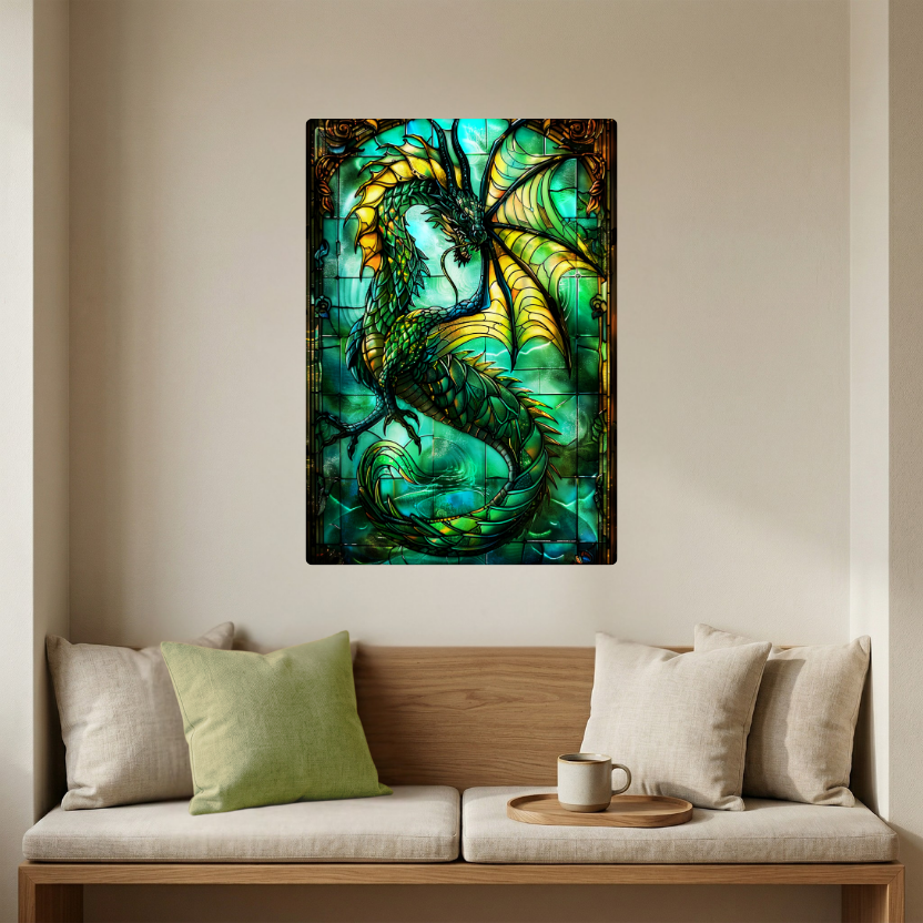 Sea Dragon – Stained Glass Style Metal Wall Art