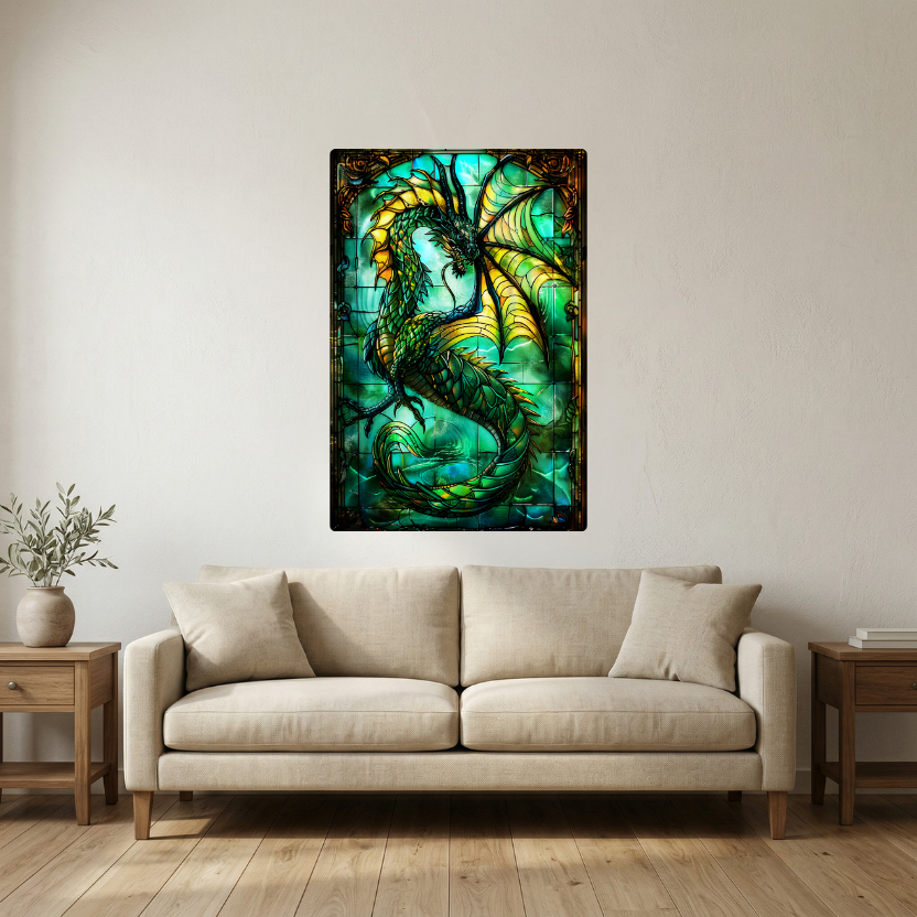 Sea Dragon – Stained Glass Style Metal Wall Art