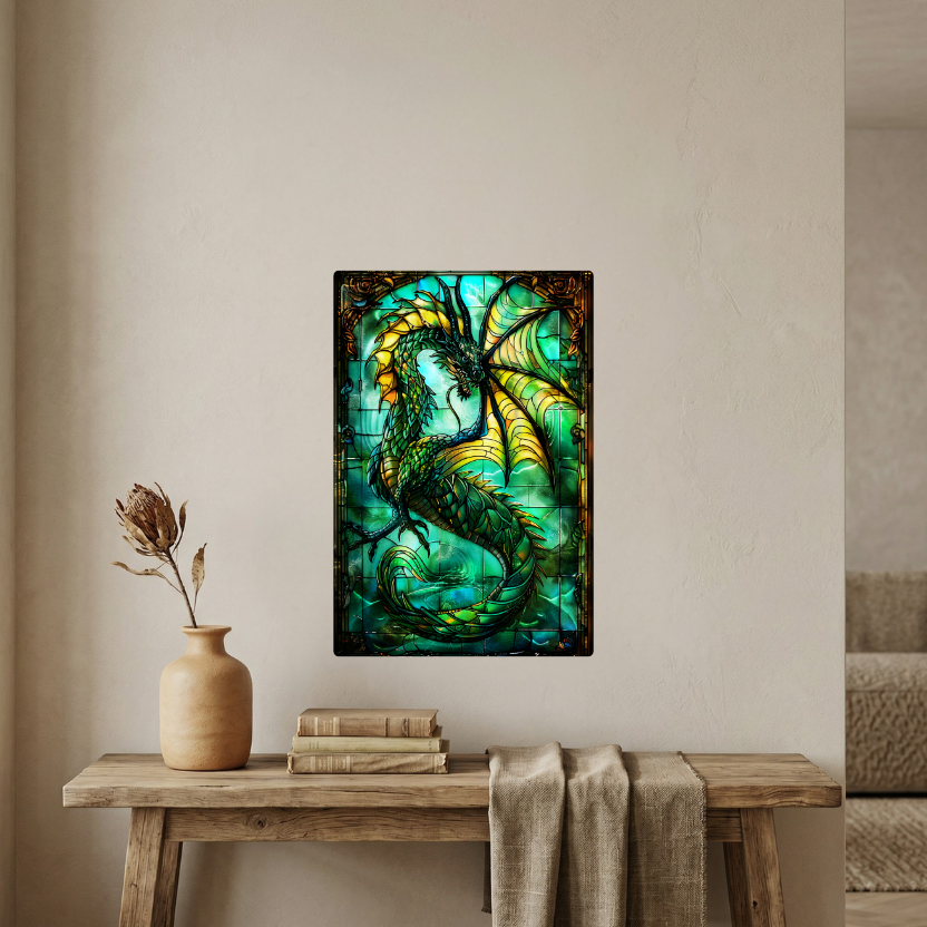 Sea Dragon – Stained Glass Style Metal Wall Art