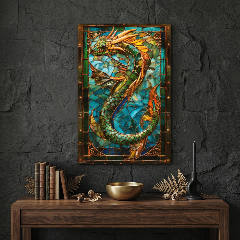 Sea Serpent – Stained Glass Style Metal Wall Art