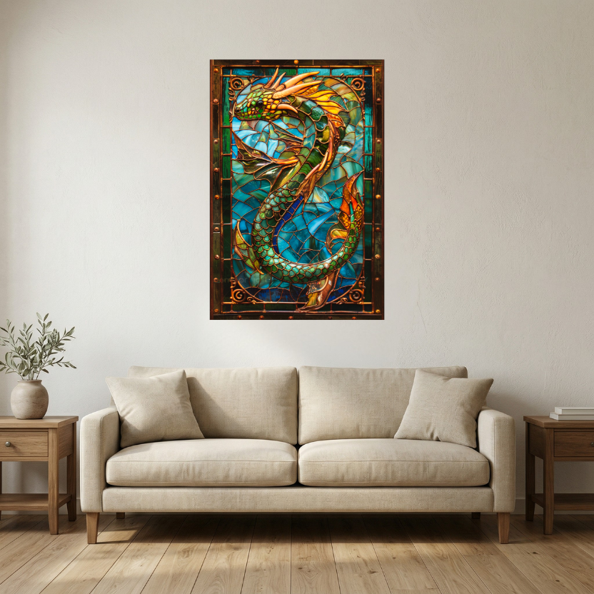 Sea Serpent – Stained Glass Style Metal Wall Art