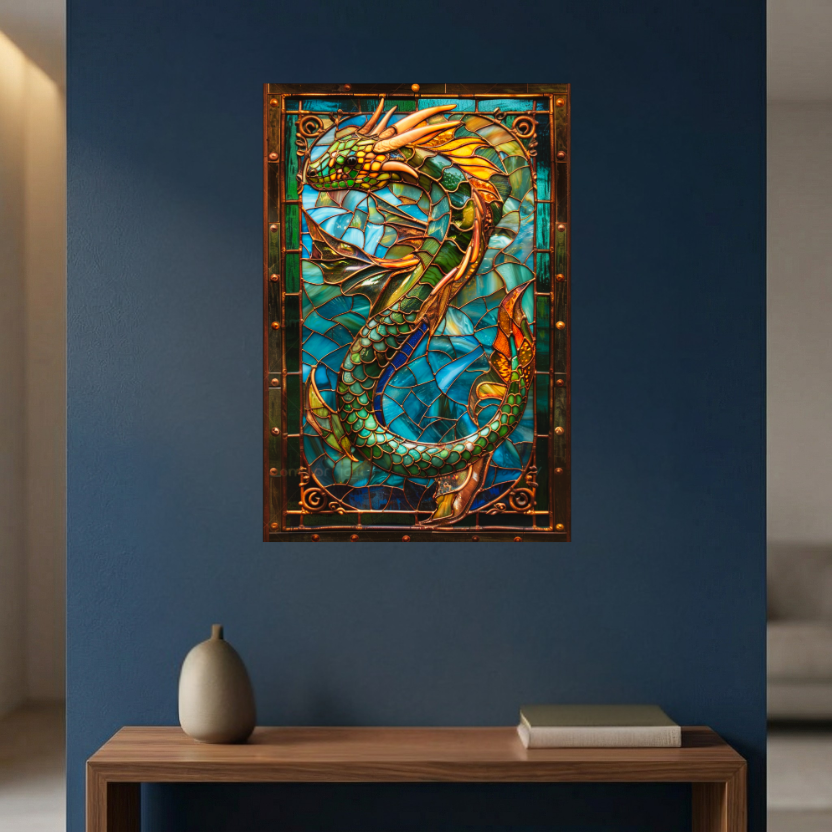 Sea Serpent – Stained Glass Style Metal Wall Art