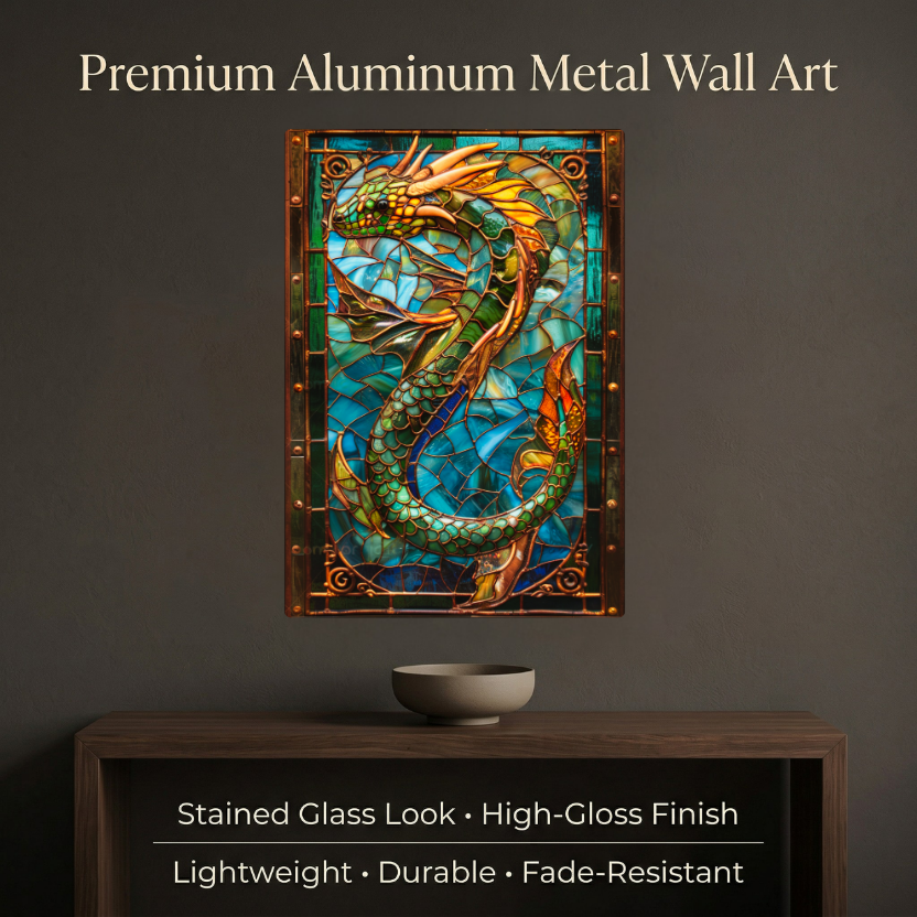 Sea Serpent – Stained Glass Style Metal Wall Art