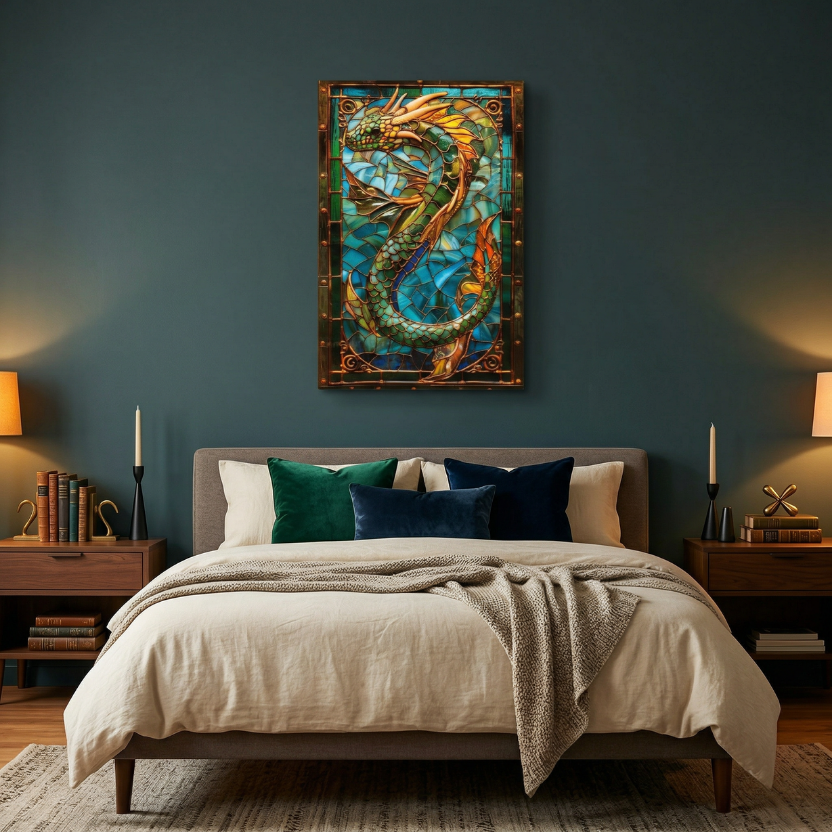 Sea Serpent – Stained Glass Style Metal Wall Art