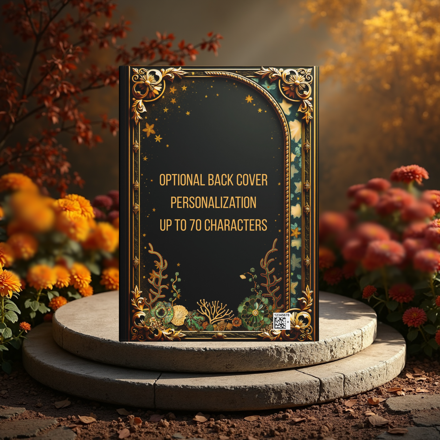 Sea Turtle Journal – Ocean Fantasy Notebook, Gold Filigree Turtle Diary, Personalized Hardcover Journal, Coastal Gift for Ocean Lovers