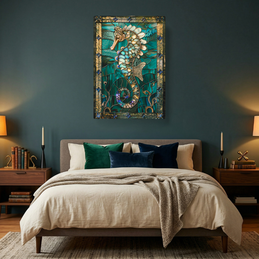 Seahorse – Stained Glass Style Metal Wall Art