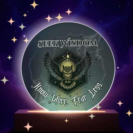 Seek Wisdom Owl Light – Know More Fear Less Acrylic Plaque Gift
