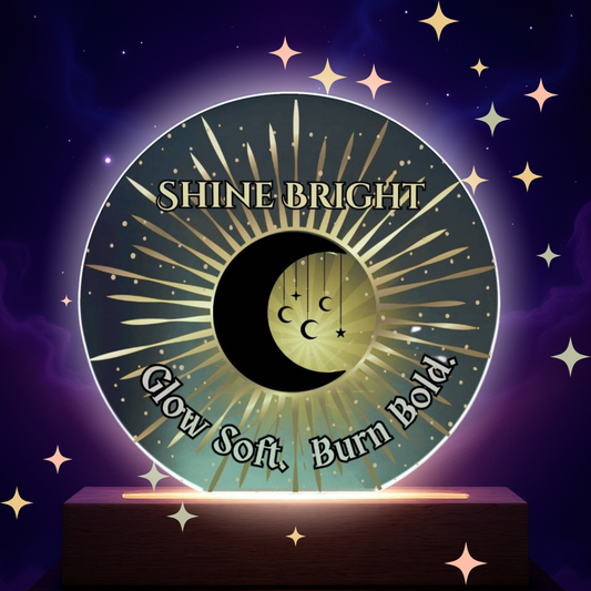 Shine Bright Moon Sun Acrylic Plaque – Celestial Boho Night Light Gift