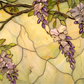 Wisteria Metal Kitchen Backsplash Panel, Stained Glass Inspired Wall Art