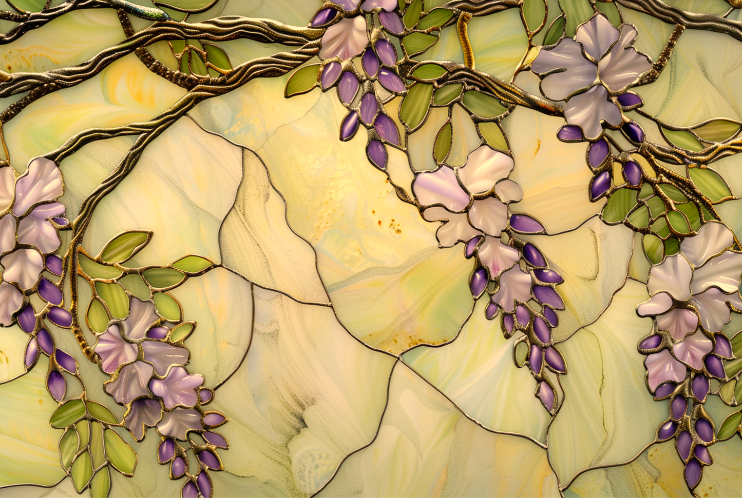 Wisteria Metal Kitchen Backsplash Panel, Stained Glass Inspired Wall Art