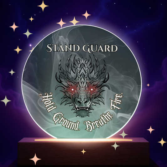 Stand Guard Dragon Plaque – Hold Ground Breathe Fire Acrylic Decor