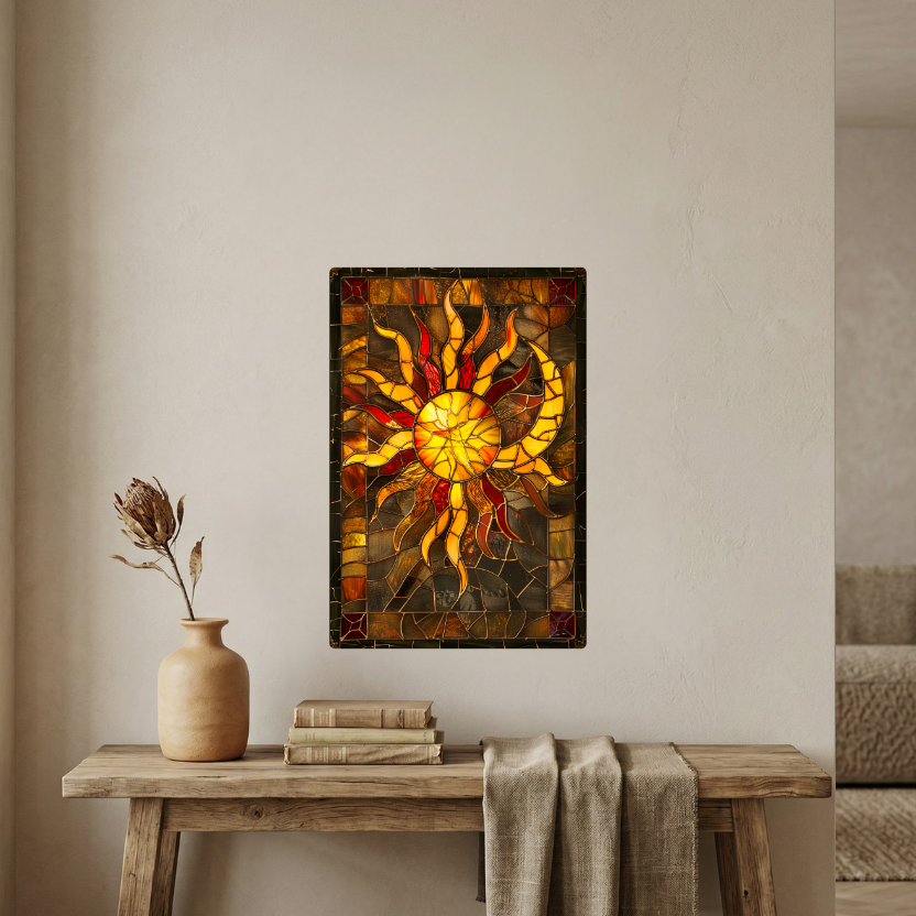 Sun & Moon – Stained Glass Style Metal Wall Art