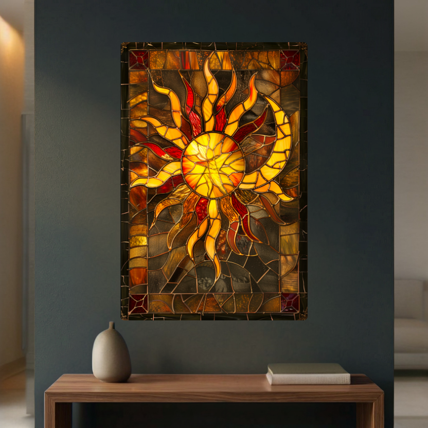 Sun & Moon – Stained Glass Style Metal Wall Art