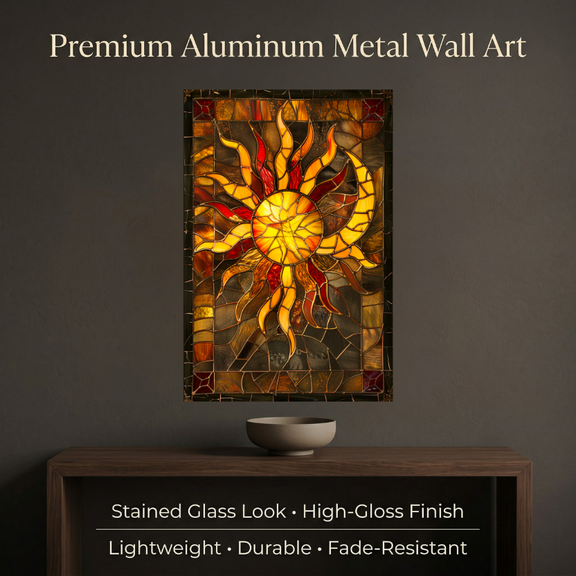 Sun & Moon – Stained Glass Style Metal Wall Art