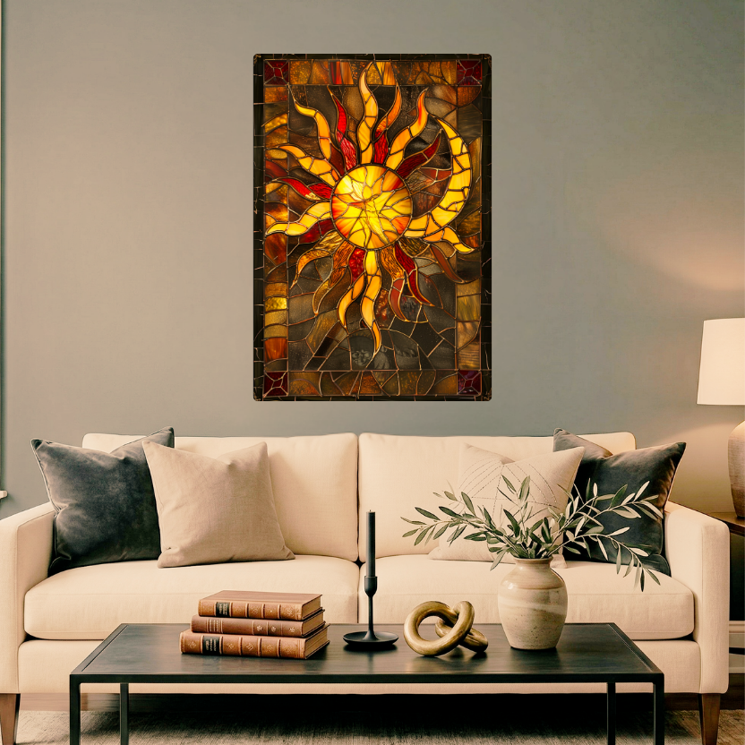 Sun & Moon – Stained Glass Style Metal Wall Art